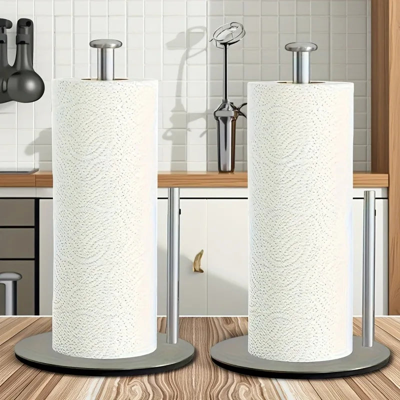 Stainless Steel Kitchen Roll Holder Silvery Paper Towel Countertop
