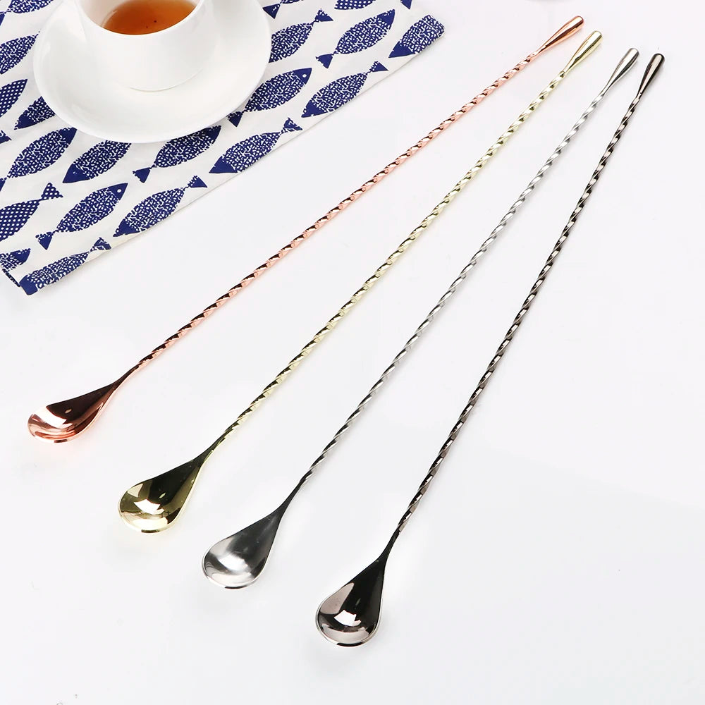 Mixing Cocktail Spoon 30 Bar Teadrop Stir Spiral Pattern Stainless
