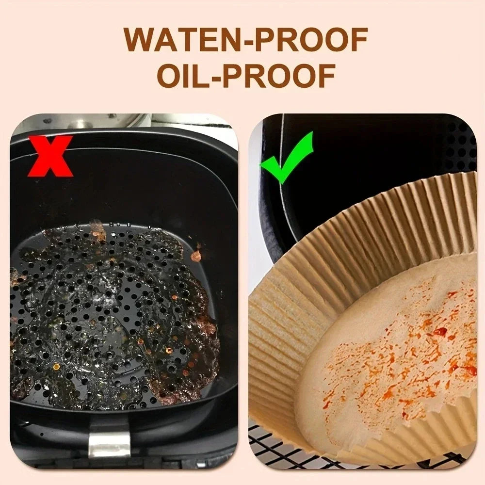 Air Fryer Disposable Paper Air Fryer Accessories Square Round Oil-proof Liner Non-Stick Mat for Kitchen Oven Baking Zpaxo