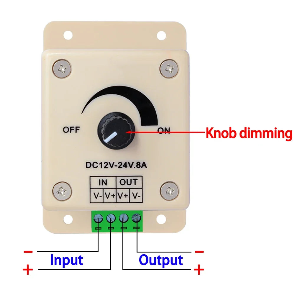 12V 24V 8A Single LED Dimmer Controller Strip Light Bulb Zpaxo White LED Dimmer