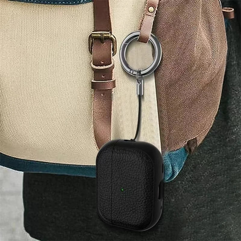 Case For Air Pods 4 3 2 1 Shell PU Leather Grain Case With Keyring Hook Wireless Headphones Accessoris For AirPods Pro 1 2 Cover Zpaxo