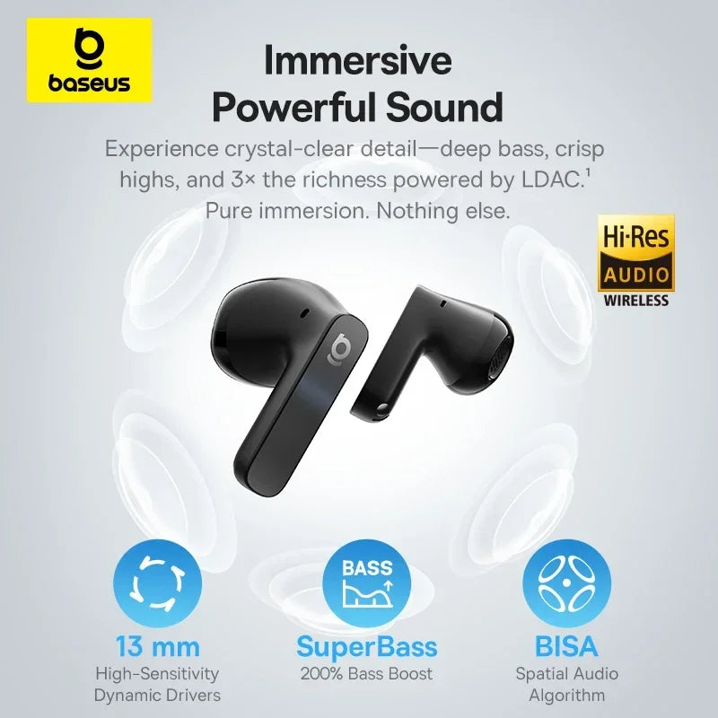 Baseus Bass BS1 NC 40dB Realtime Adaptive ANC Wireless Earbuds