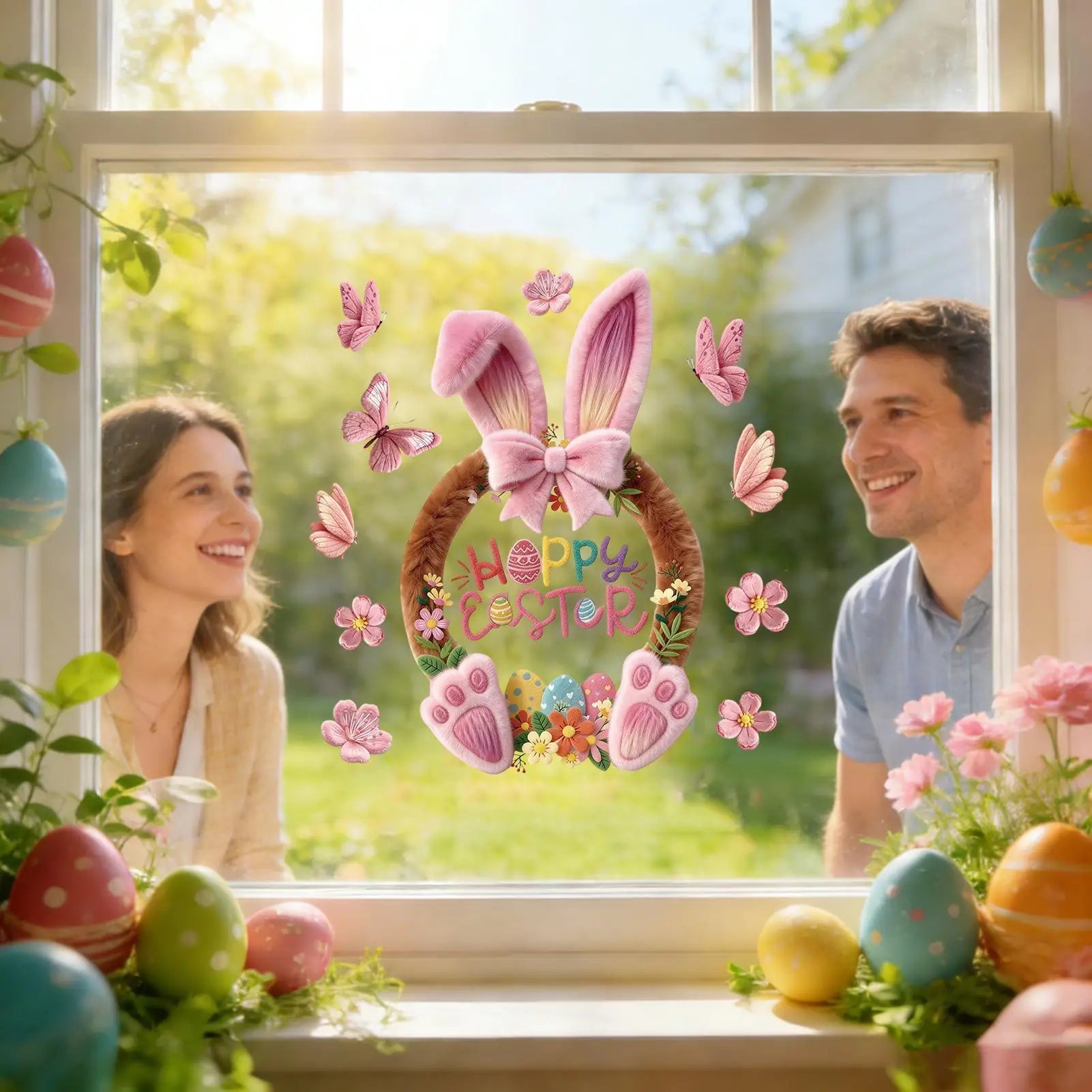 Easter Window Clings Static Decals Removable Reusable Bunny Rabbit