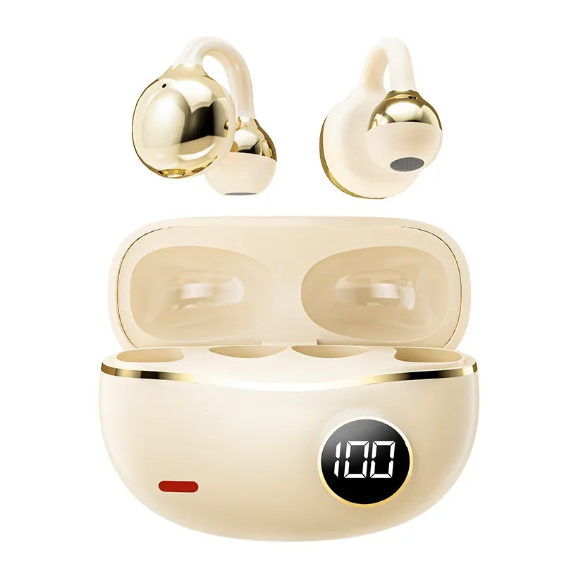 KEBIDUMEI Ear Clip Headphones Open Bluetooth 5 4 Earphones Hifi Zpaxo Khaki