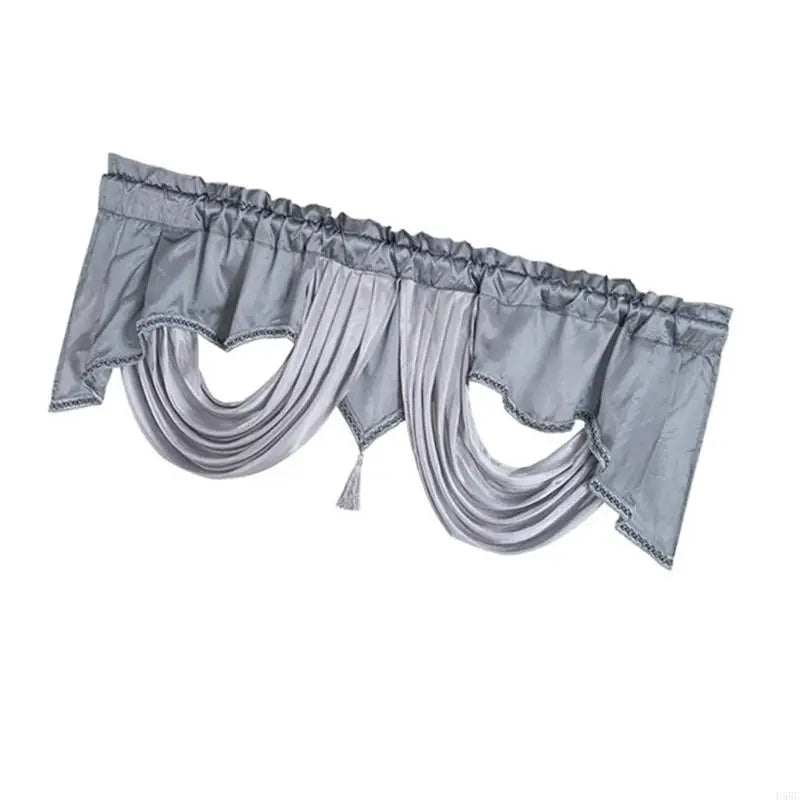 Elegant Waterfall Valance Tassels Solid Wavy Design Window Curtain