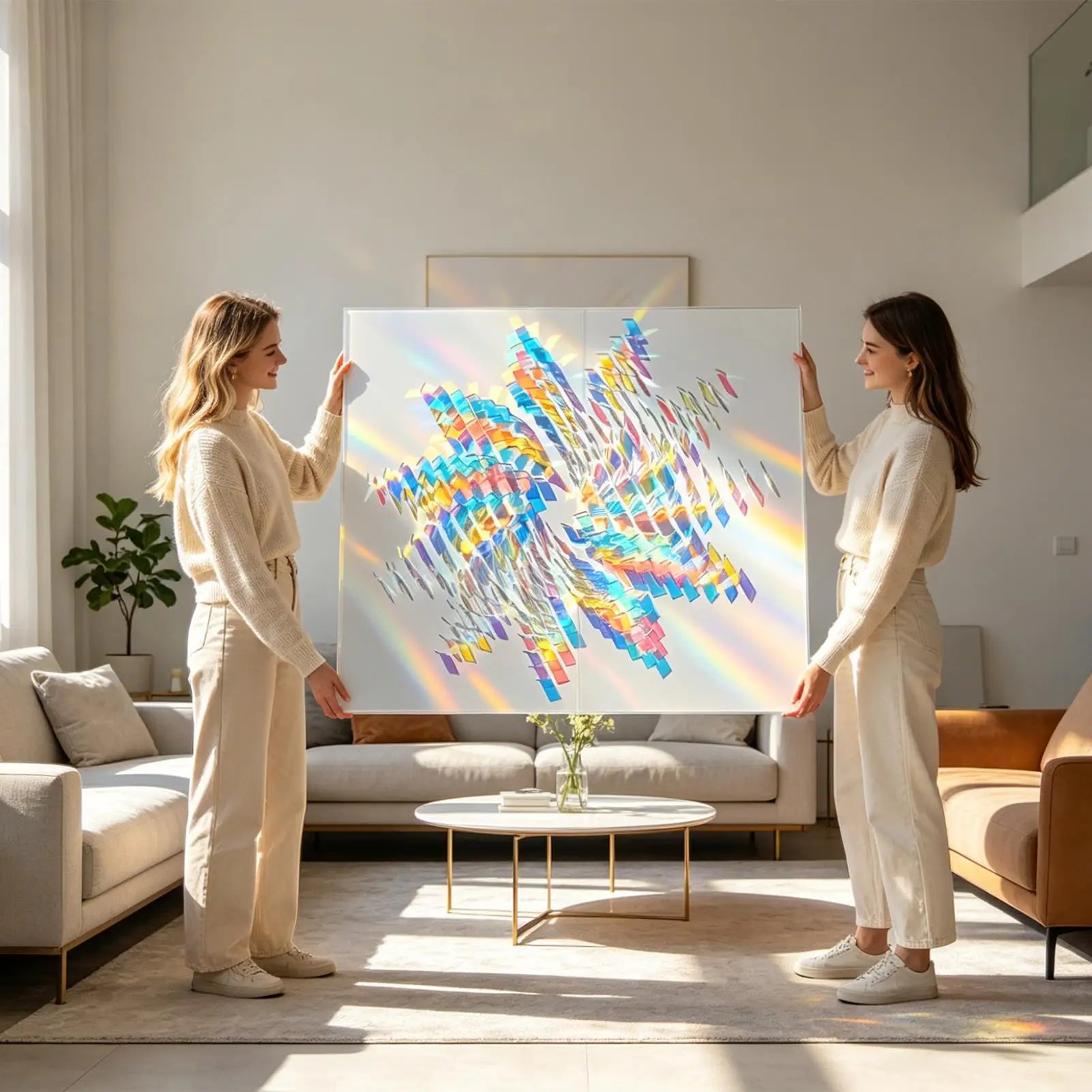 50/100X Square Shape Laser Plexiglass Rainbow Board Acrylic Iridescent/Radiant Circle DIY Advertising/Home Decorate Zpaxo