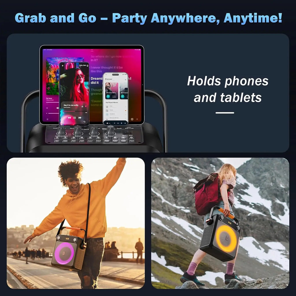 4400mAh Karaoke Machine 2Wireless Microphones Microphone PA System