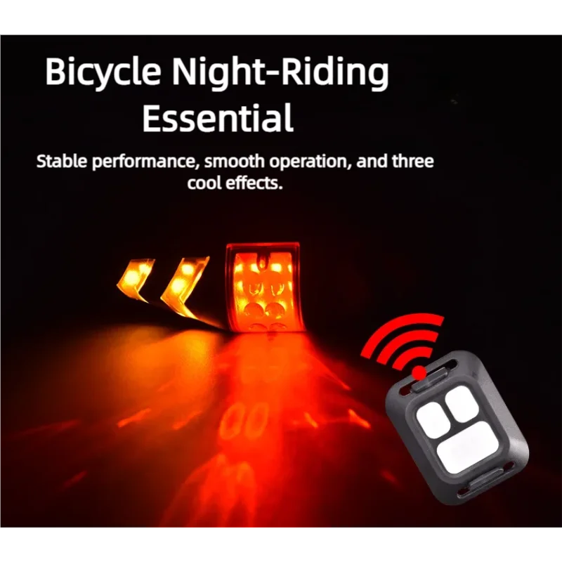 Bicycle Tail Light Mountain Bike USB Smart Charging Remote Steering Light Night Riding Warning Tail Light Cycling Outdoor Gear Zpaxo