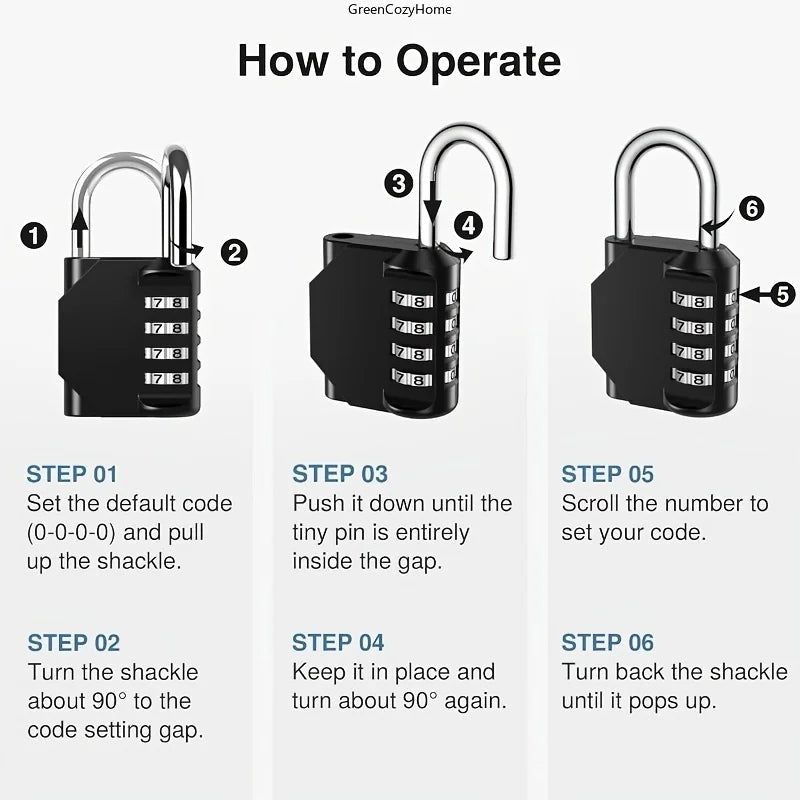 4-Digit Combination Lock Designed Securing Outdoor Items Such As Gym