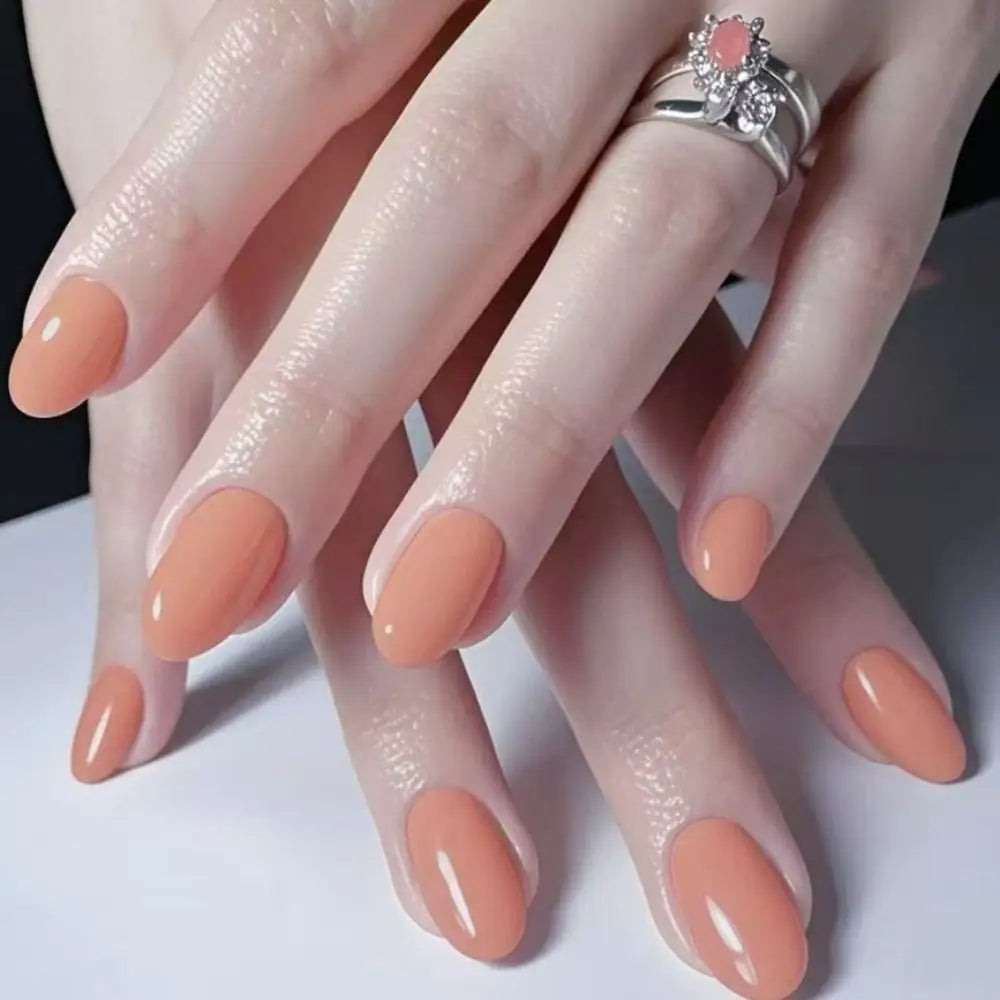 Fashion Long False Nails Almond Solid Color Fake Nails French Full Cover Nail Tips for DIY Zpaxo