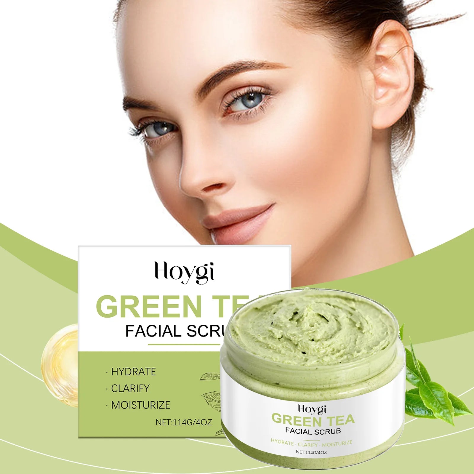 Exfoliating Green Removal Tea Facial Scrub Deep Pore Cleansing Hydrating Blackhead Dead Skin Gentle Scrub Skin Renewal Skin Zpaxo 114g