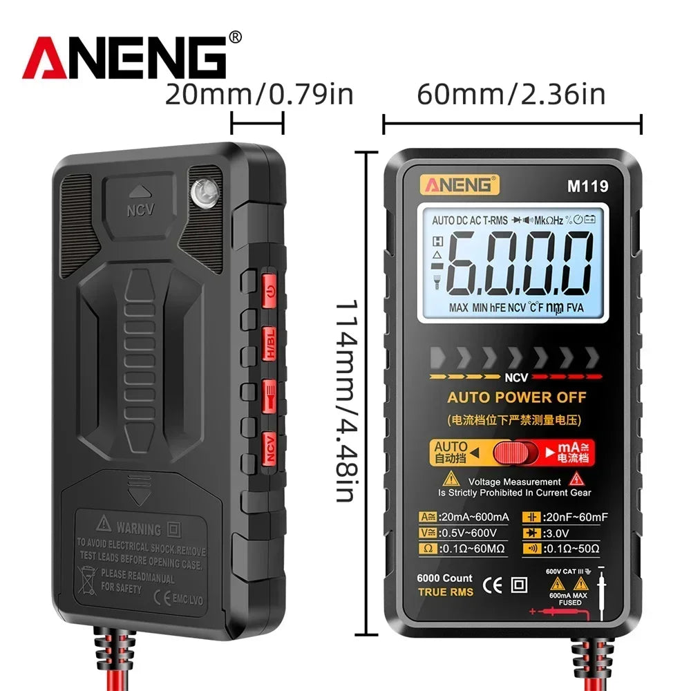 Digital Multimeter 6000 Transistor Capacitor Meterwith NCV Data Hold