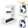 No Punch Table Clip Hook Earphone Holder Gaming Headphone Holder Storage Hanging Cloth Coat Keys Towel Organizer For Airpods Max Zpaxo White
