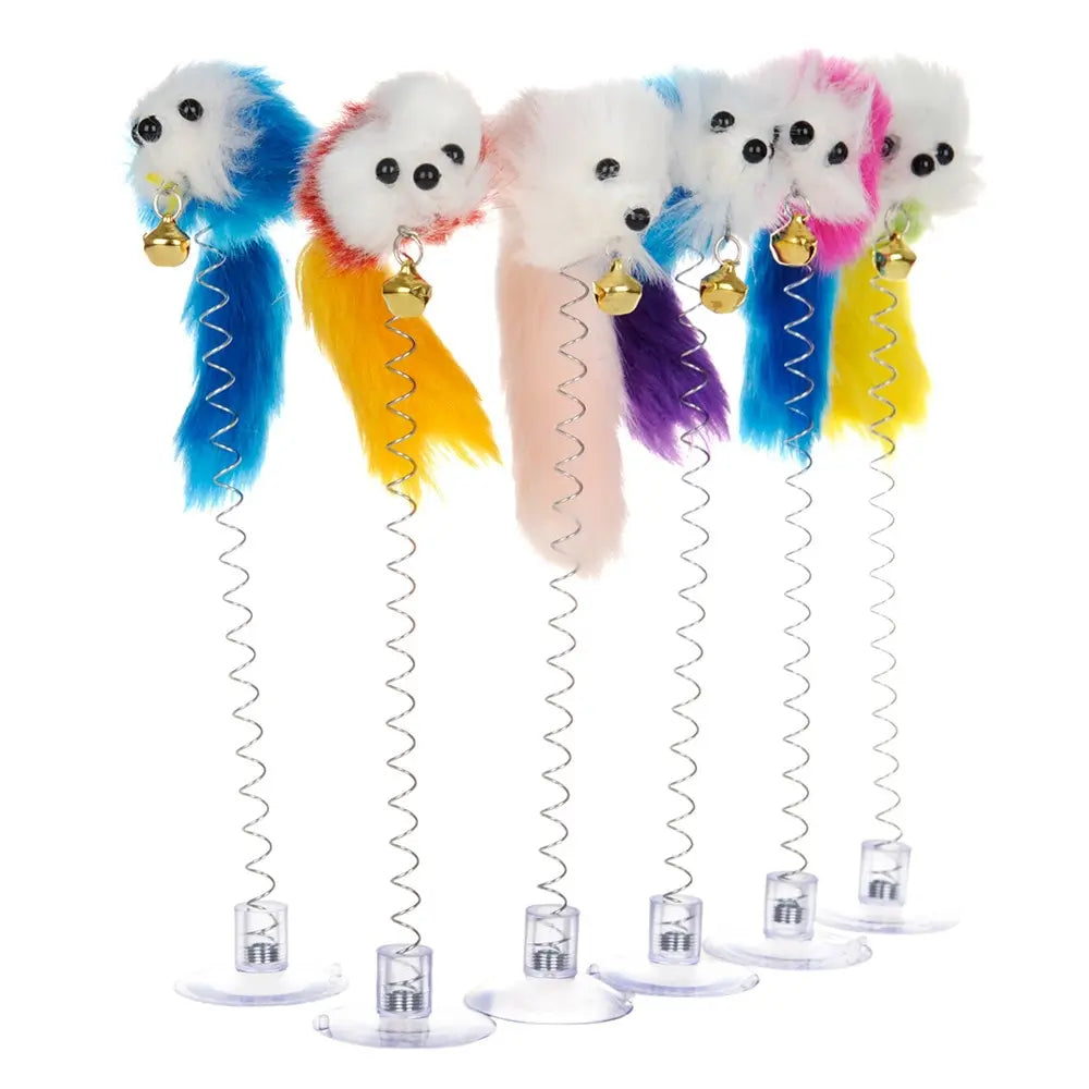 Cartoon Pet Cat Toy Stick Feather Rod Mouse Mini Bell Catcher Teaser