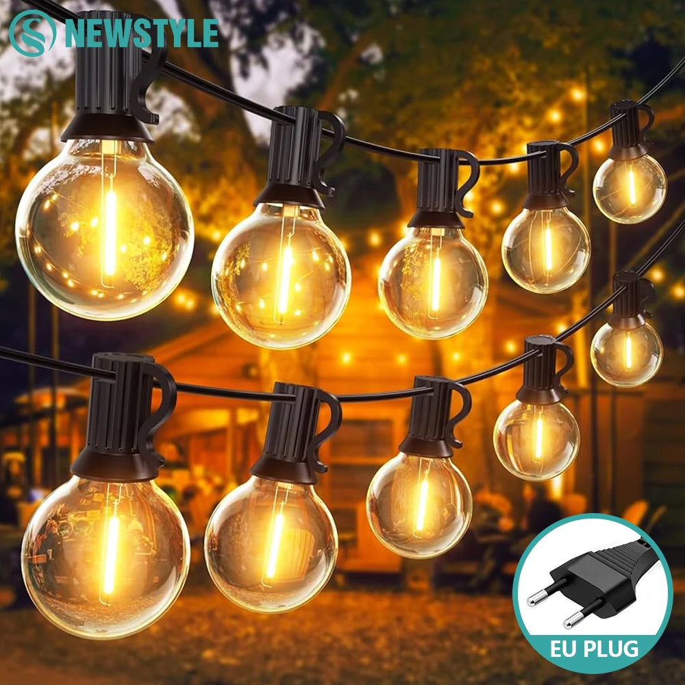G40 Outdoor LED String Light EU Plug Shatterproof IP44 Waterproof Zpaxo
