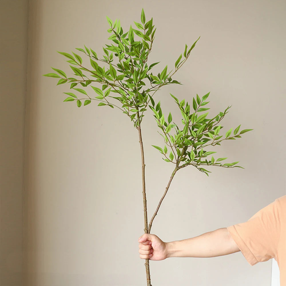 75-140cm Artificial Plants Nandina Tree Green Tall Plants Fake Leaves Plants Faux Branches for Home Garden Office Decor Zpaxo