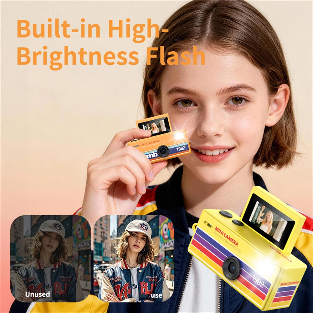 Palm-Sized Mini Digital Camera 180° Flip Selfie Screen with Flashlight Multiple Filters Keychain Portable Digital Camera LK030 Zpaxo