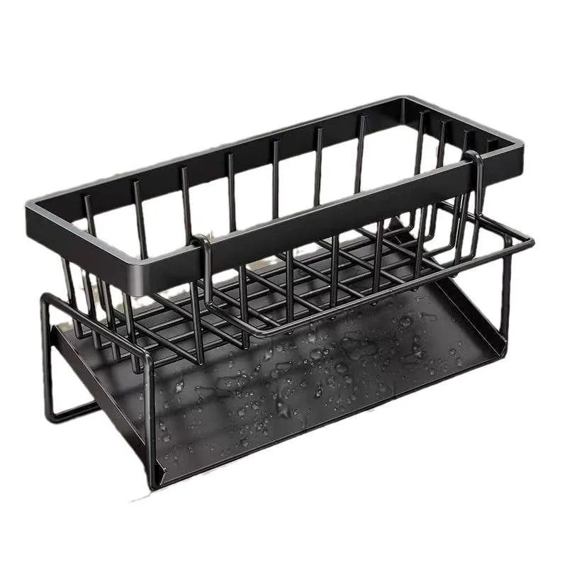 Sponge Holder for Kitchen Sink, Auto Draining Kitchen Sink Organizer, Sink Caddy with Removable Brush Holder Zpaxo black