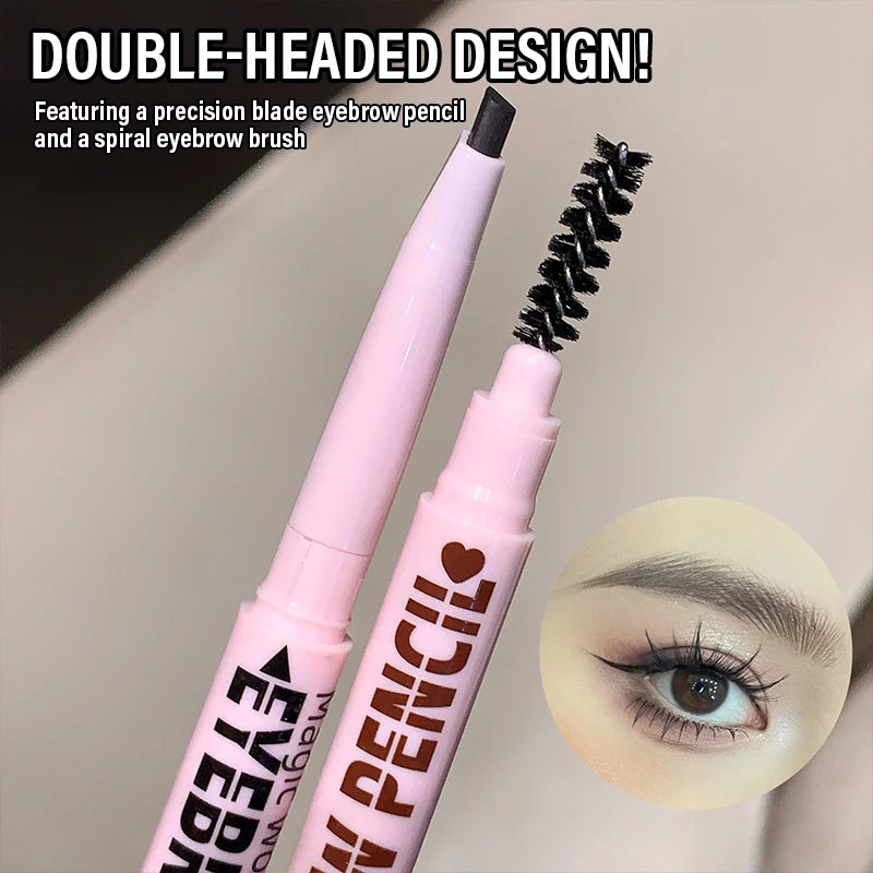 2 in1 Eyebrow Pencil Waterproof Tattoo Brush Long Lasting Eye Brow