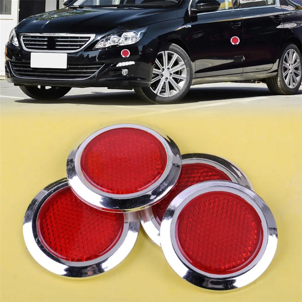 Red Round Bike Car Auto Reflector Safety Warning Reflective Strips Zpaxo