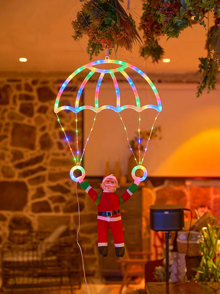 Christmas Santa Claus Parachute Leather Thread Lantern String Zpaxo colour
