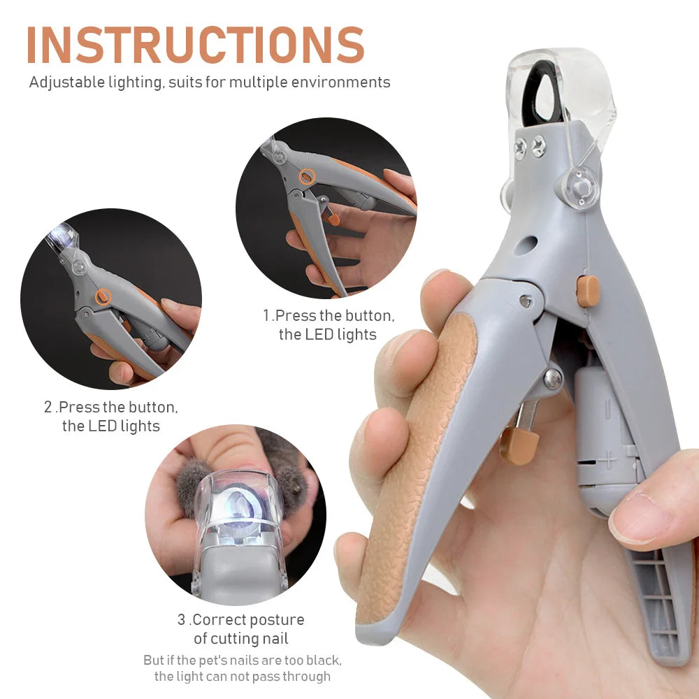 LED Light Pet Nail Clippers - Great for Trimming Cat and Dog Nails and Claws, 5x Magnification, Can Be Used as Nail Clippers, Qu Zpaxo YELLOW