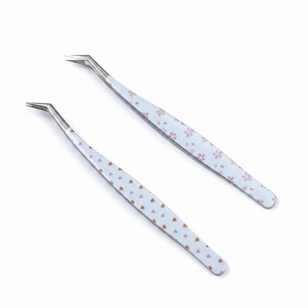 Metal Curved Stickers Tweezers Precision Cartoon Lashes Extension Zpaxo