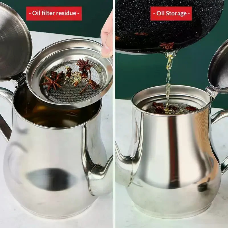 Filter Oil Pot Stainless Steel Household Leak-proof Wine Pot Pouring Oil Bottle Seasoning Tank Kitchen Supplies Oz Pot Oil Tank Zpaxo