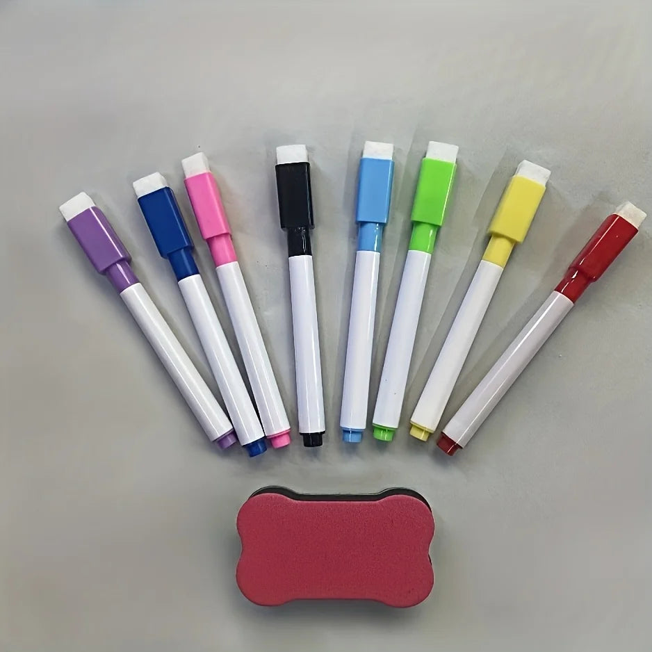 8 Colors Dry Erase Marker Magnetic Eraser Home Office Classroom Zpaxo