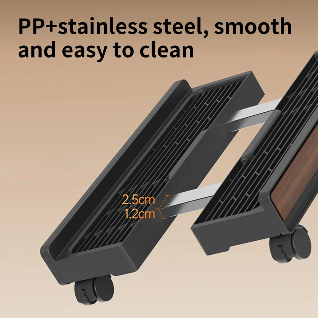 Adjustable Mobile CPU Stand Holder Locking Wheels Portable Tower Cart