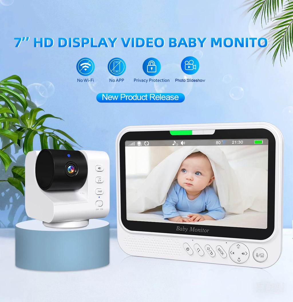 New 7 Inch Video Baby Monitor Security Protection IR Night Vision Pan Tilt Zoom Video Surveillance Temperature Sensor Lullaby Zpaxo