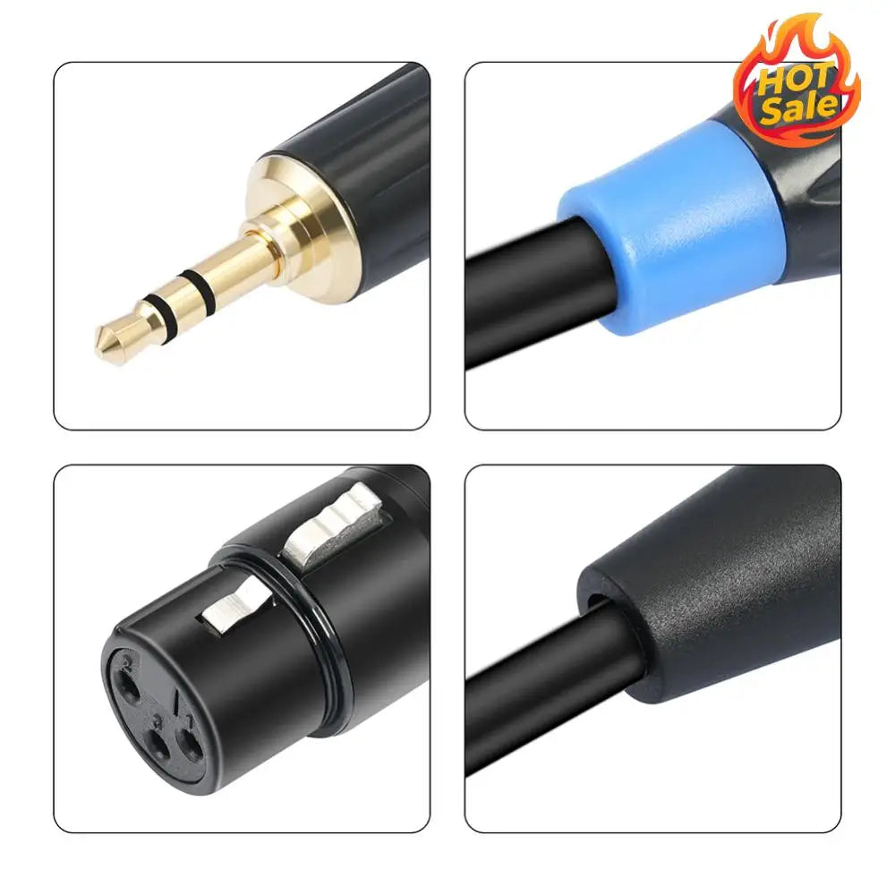3.5mm 1/8inch Jack To 2 XLR 3Pin Cable Adapter 3.5mm To Dual XLR Breakout Y Splitter Cable 3.5mm To Dual XLR Stereo Cable Zpaxo