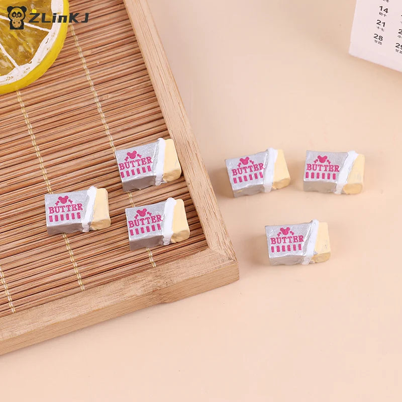 ▶6Pcs Simulation Food Butter Miniature Pretend Play Kitchen Diy Bread Set Toy Breakfast Tableware Doll House Accessories Zpaxo