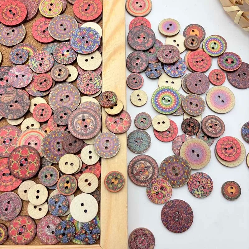 50PCS Vintage Wooden Buttons Mixed Sizes – Crafts & Sewing Wooden Craft Buttons Zpaxo