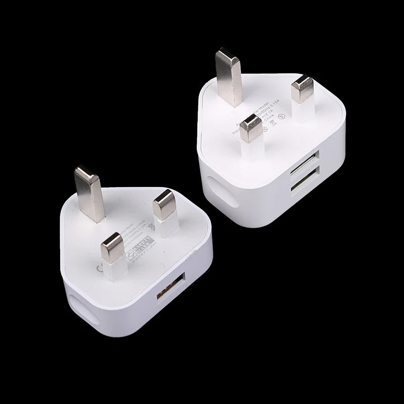 UK 3-Pin Dual USB Wall Charger – Fast Charging 5V 2.1A USB Wall Charger Zpaxo