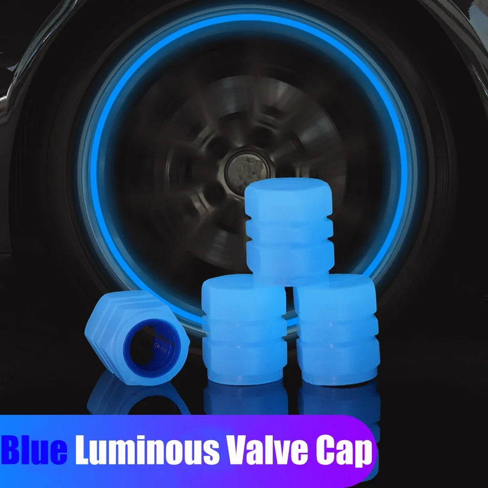 Luminous Skull Tire Valve Caps – Car, Motorcycle & Bike 4-Pack