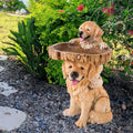 Dog Statue Figurine Feeding Station Resin Feeder Garden Bird Bath Bowl for Park Housewarming Backyard Porch Attracting Birds Zpaxo Default Title