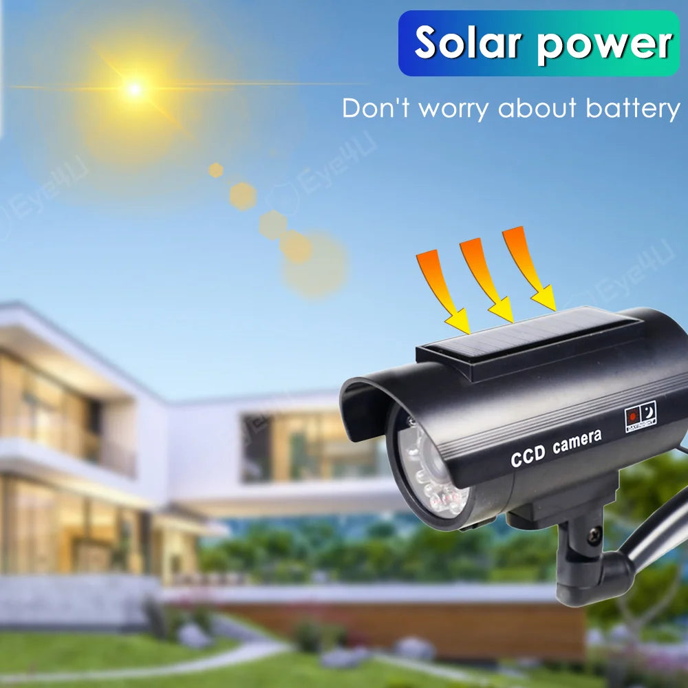 Fake Solar Camera Outdoor CCTV Surveillance Simulation Dummy Camera Home Security Protection Bullet With Flashing LED Light Zpaxo