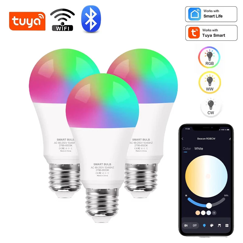 15W 18W E27 Zigbee Smart Light Bulbs RGB E27 Led Bulb AC 100-240V Smart Home Tuya Lamp Works With Alexa Google Home Smart Things Zpaxo