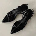 Women's Thin Heeled Sandals Designer Sexy Elegant Mid Heels Shoes Zpaxo black 36