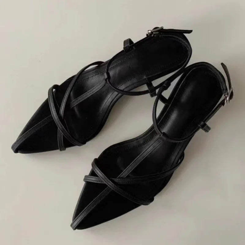 Women's Thin Heeled Sandals Designer Sexy Elegant Mid Heels Shoes Zpaxo black 36