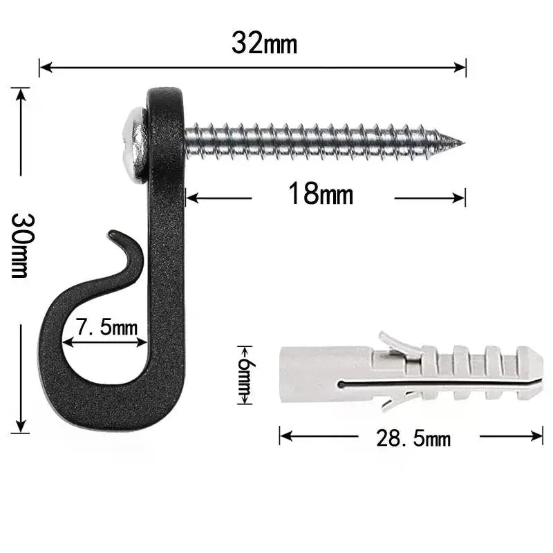 10PCS New With Screw Lights Hook Plastic Black White String Light Hangers Garage Hooks Indoor And Outdoor Zpaxo