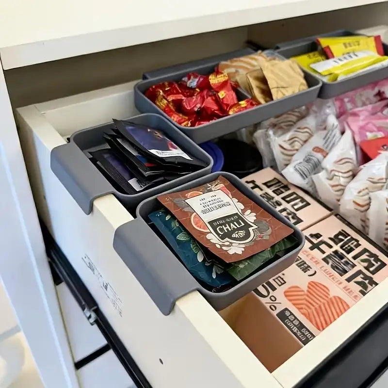 1pcs Hanging Storage Boxes – for Drawers up to 1.5cm, Organize Stationery, Cutlery, Cosmetics, Desk Zpaxo