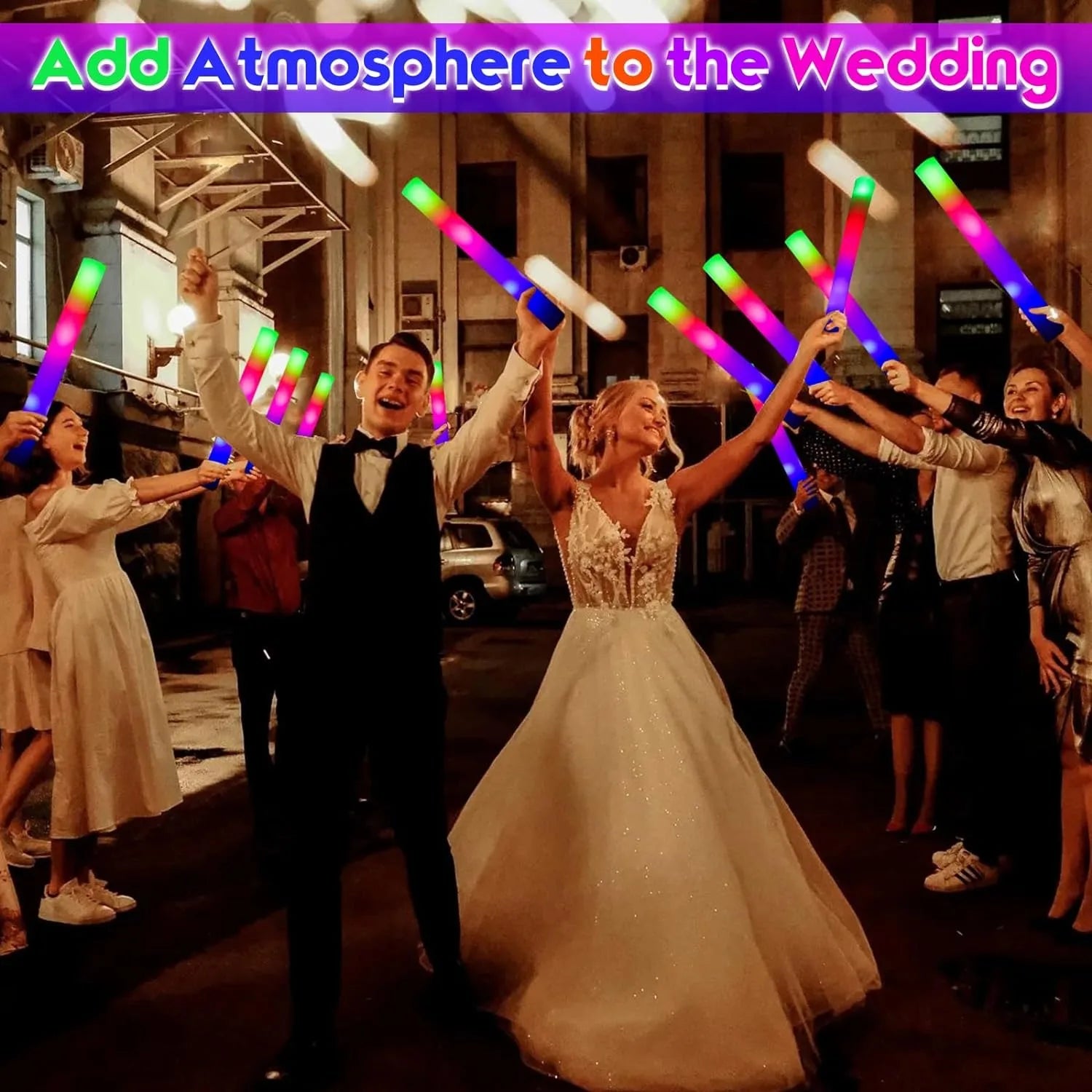 Customizable LED Glow Sticks Multicolor Foam Personalized Wedding