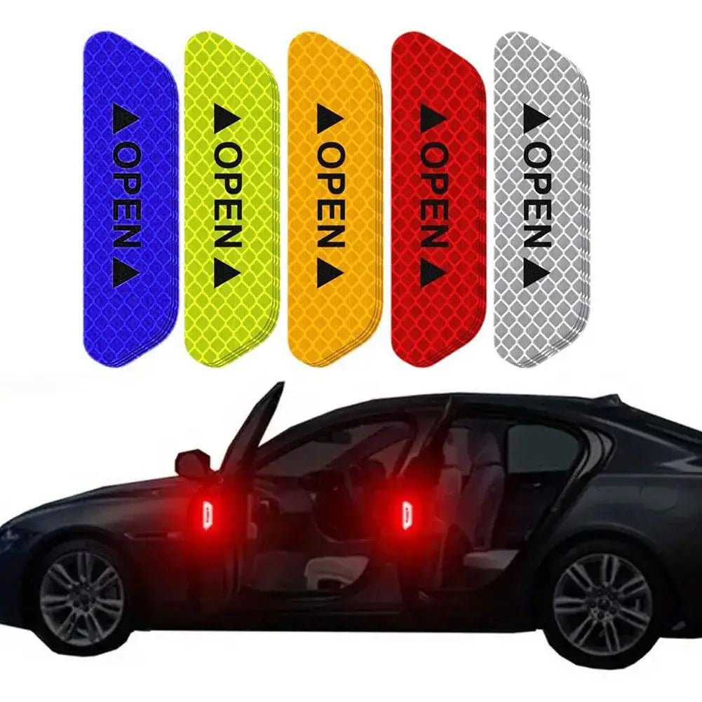 4-Pack Night Reflective Car Door Safety Warning Stickers Car Safety Sticker Zpaxo