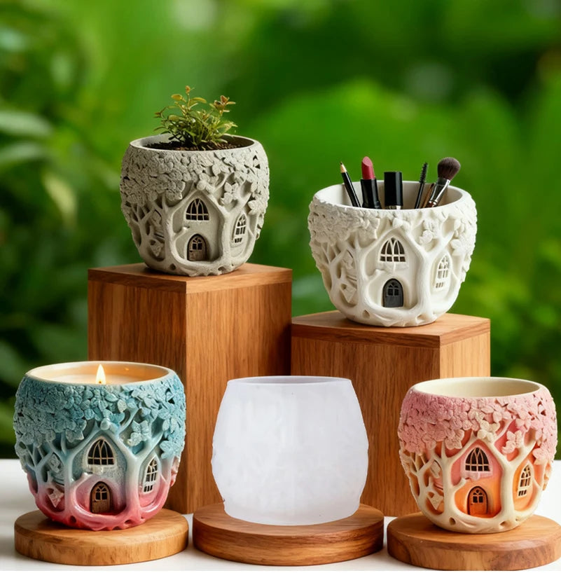 Elf Treehouse Silicone Resin Mold – Candles, Vases & Plaster Silicone Craft Mold Zpaxo
