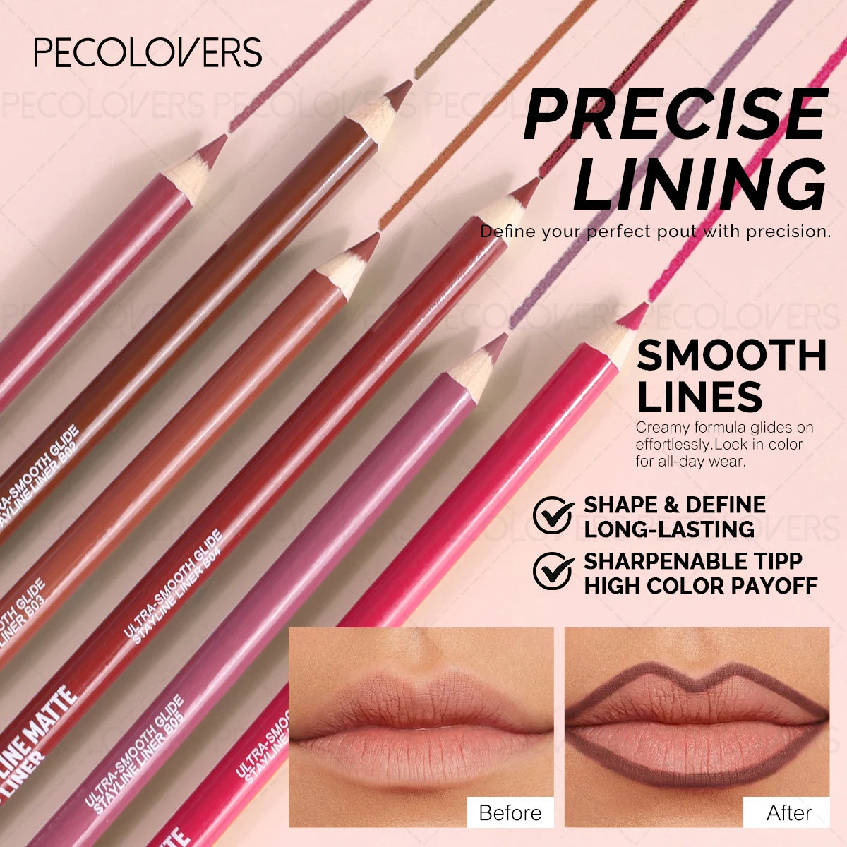 1PC Matte Nude Lip Liner - High Pigmentation, Waterproof and Smudge-proof, Smooth and Easy To Apply, To Create Lip Contour Zpaxo