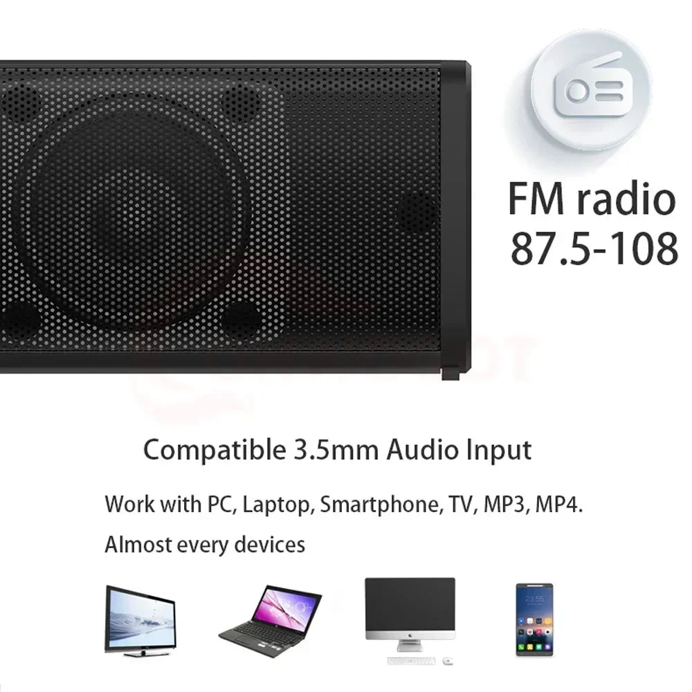Wireless Bluetooth TV Sound Bar 2 Speaker System Home Theater Subwoofer Soundbar Portable Loud Rechargeable 2 IN1 Speaker Zpaxo