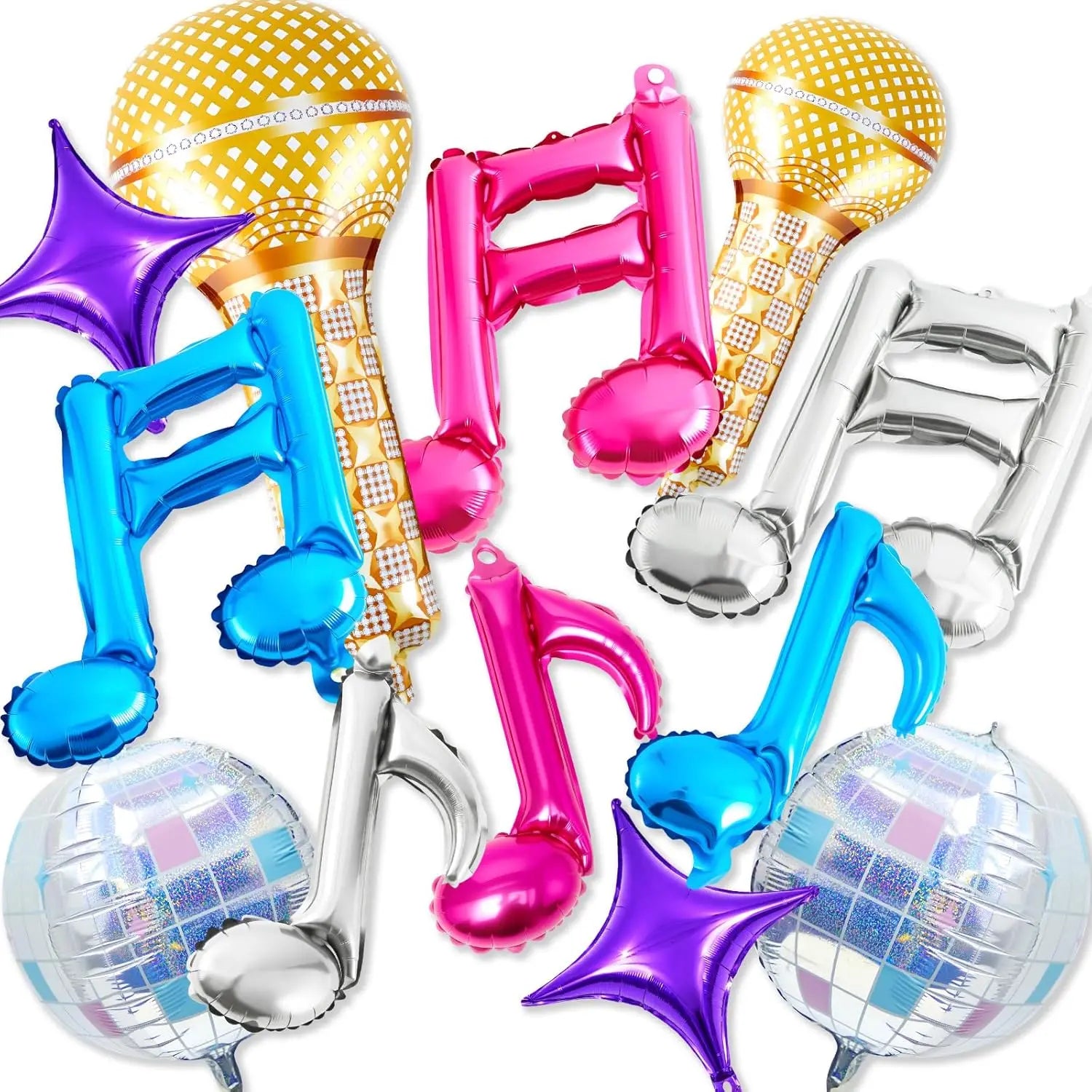 Disco Ball Music Note Foil Balloons Pink Purple Blue Inflatable Decor