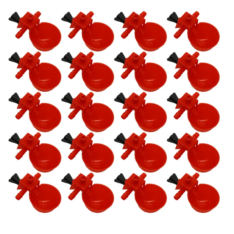 50 Sets Red Quail Waterer Animal Feeders Automatic Bird Coop Feed